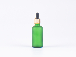 Grünglasflasche 50ml, mit Pipette gold